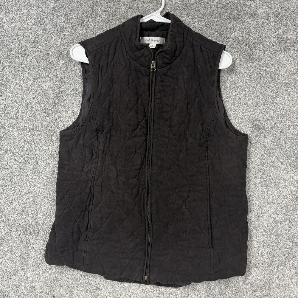 Croft & Barrow Vest Womens Large Brown Quilted Full Zip Warm Minimal Gorpcore